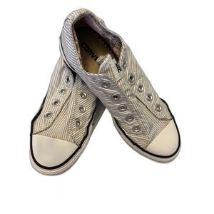 Women's Converse All Star Sneakers 6M/EU 36.5 Low Top Gray White Pinstriped